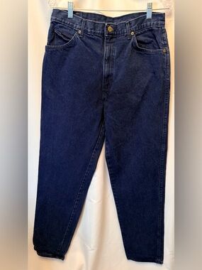 Vintage H.I.S. Men's Jeans 34x34 Tapered Blue Denim Medium Dark Wash Made in USA